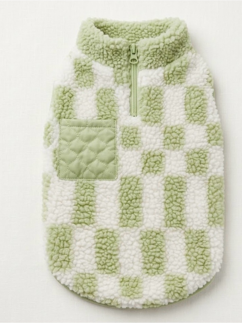 Like New Excellent Condition Green Checkered Sherpa Dog Jacket Size Small